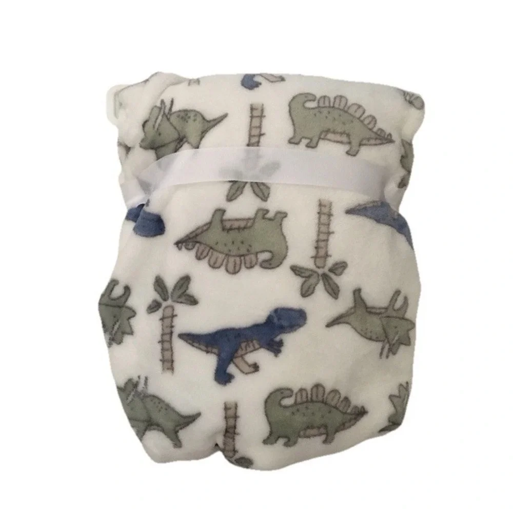 Carters Baby Boy White Dinosaur Themed Baby Blanket Newborn Baby Gift 30x40
